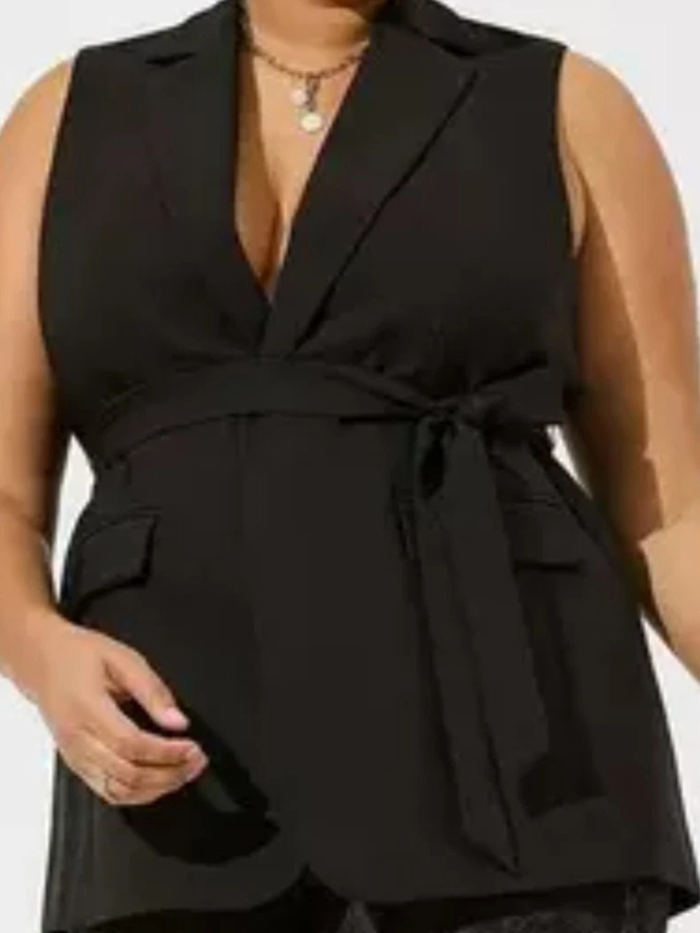 Torrid Studio Refined Crepe Longline Belted Blazer Vest